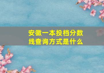 安徽一本投档分数线查询方式是什么