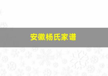 安徽杨氏家谱