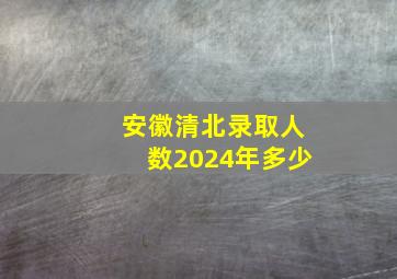 安徽清北录取人数2024年多少