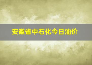 安徽省中石化今日油价