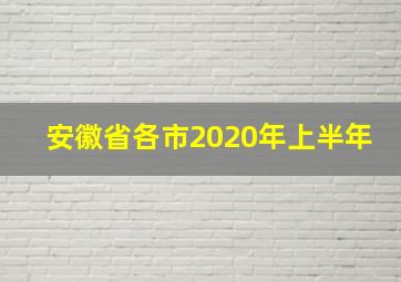 安徽省各市2020年上半年