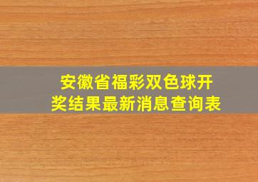 安徽省福彩双色球开奖结果最新消息查询表