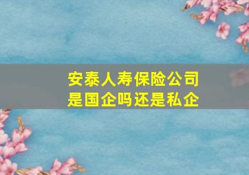 安泰人寿保险公司是国企吗还是私企