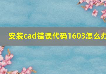 安装cad错误代码1603怎么办