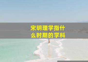 宋明理学指什么时期的学科