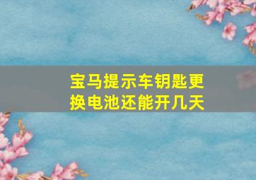 宝马提示车钥匙更换电池还能开几天