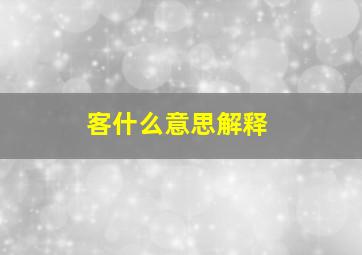 客什么意思解释