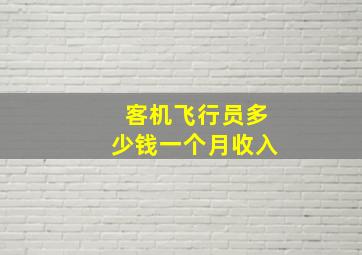 客机飞行员多少钱一个月收入