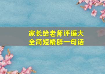 家长给老师评语大全简短精辟一句话