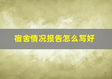 宿舍情况报告怎么写好