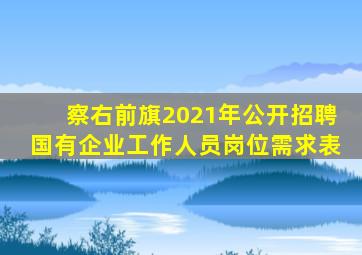 察右前旗2021年公开招聘国有企业工作人员岗位需求表