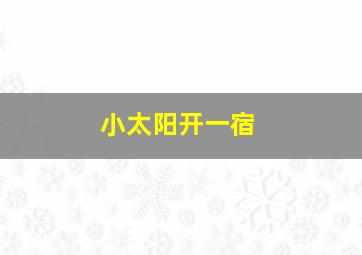 小太阳开一宿