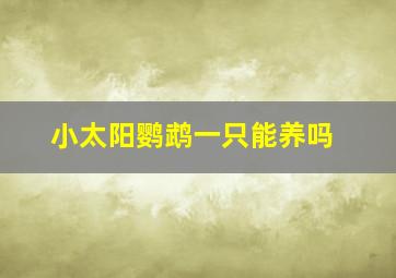 小太阳鹦鹉一只能养吗