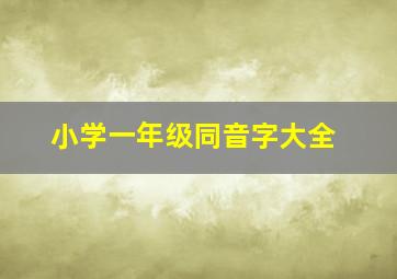 小学一年级同音字大全