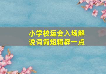 小学校运会入场解说词简短精辟一点