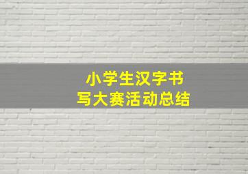 小学生汉字书写大赛活动总结