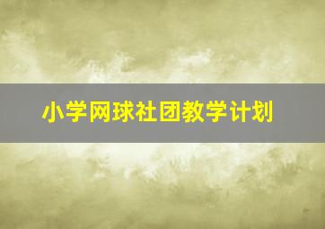 小学网球社团教学计划