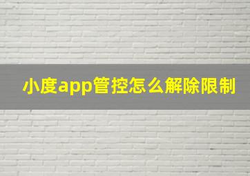 小度app管控怎么解除限制