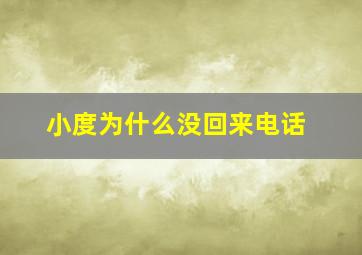 小度为什么没回来电话