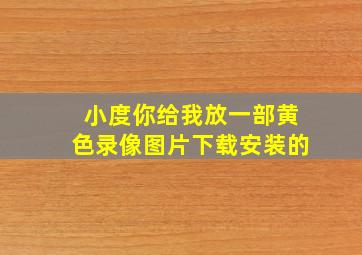 小度你给我放一部黄色录像图片下载安装的