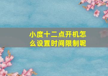 小度十二点开机怎么设置时间限制呢