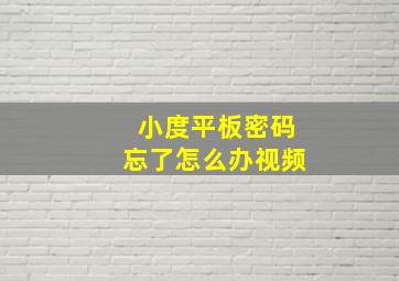 小度平板密码忘了怎么办视频