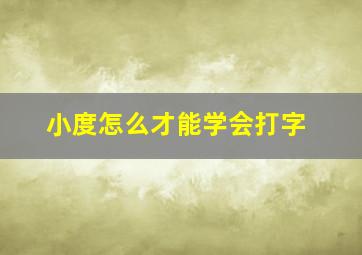 小度怎么才能学会打字