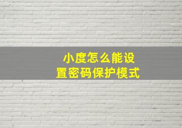 小度怎么能设置密码保护模式