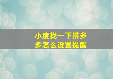 小度找一下拼多多怎么设置提醒