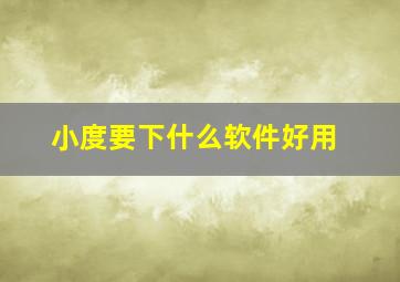 小度要下什么软件好用