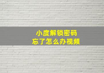 小度解锁密码忘了怎么办视频