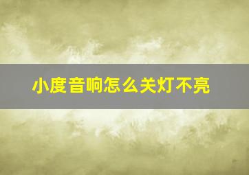 小度音响怎么关灯不亮