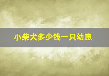 小柴犬多少钱一只幼崽