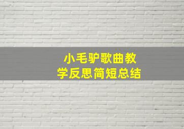 小毛驴歌曲教学反思简短总结