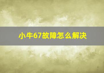 小牛67故障怎么解决