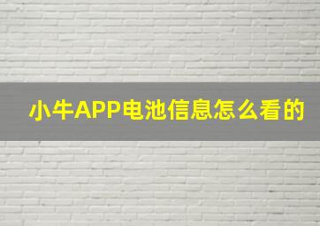 小牛APP电池信息怎么看的