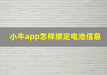 小牛app怎样绑定电池信息