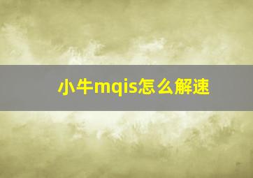 小牛mqis怎么解速