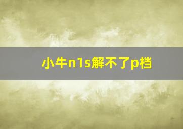 小牛n1s解不了p档