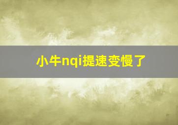 小牛nqi提速变慢了