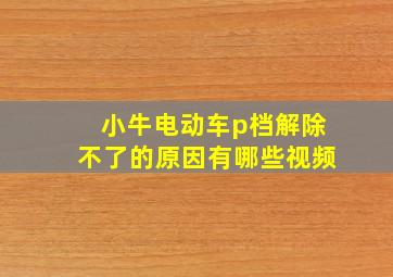 小牛电动车p档解除不了的原因有哪些视频