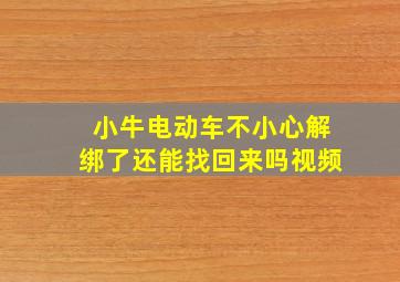 小牛电动车不小心解绑了还能找回来吗视频