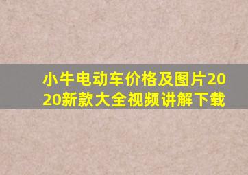 小牛电动车价格及图片2020新款大全视频讲解下载