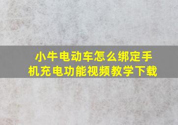 小牛电动车怎么绑定手机充电功能视频教学下载