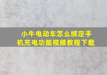 小牛电动车怎么绑定手机充电功能视频教程下载