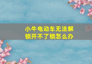 小牛电动车无法解锁开不了锁怎么办