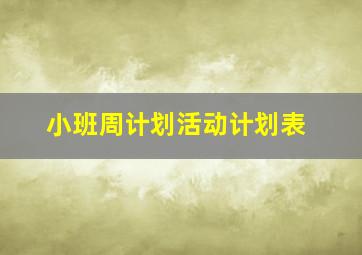 小班周计划活动计划表