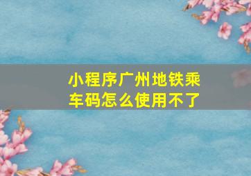 小程序广州地铁乘车码怎么使用不了