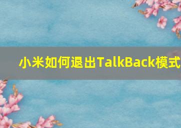 小米如何退出TalkBack模式