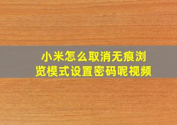 小米怎么取消无痕浏览模式设置密码呢视频